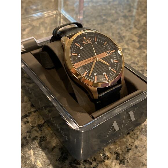 ARMANI EXCHANGE AX2129 Gold Tone Watch Digital black With Case (Needs Battery) - Picture 1 of 12